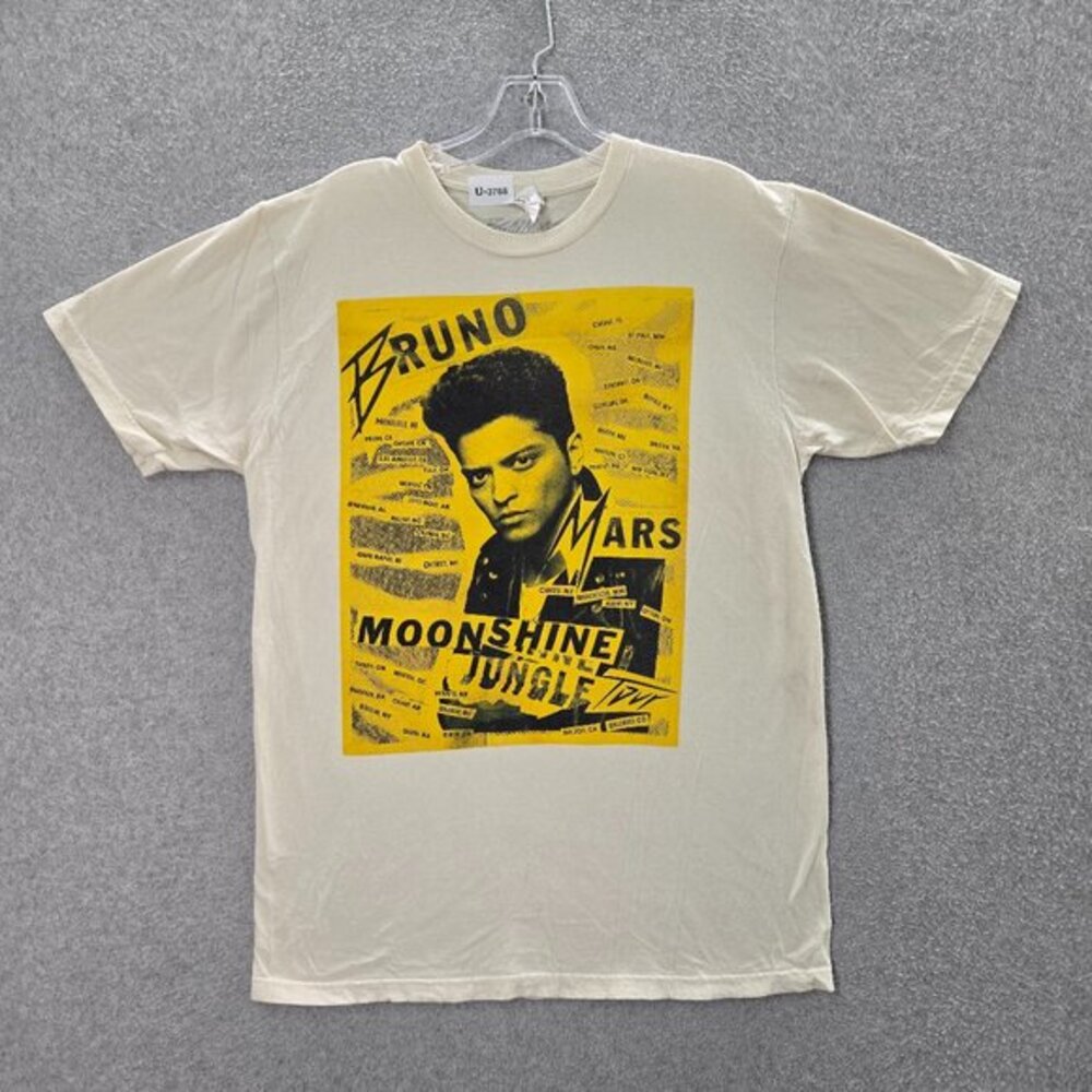 Bruno‎ Mars Men Large Beige Moonshine Jungle Short Sleeve Tee